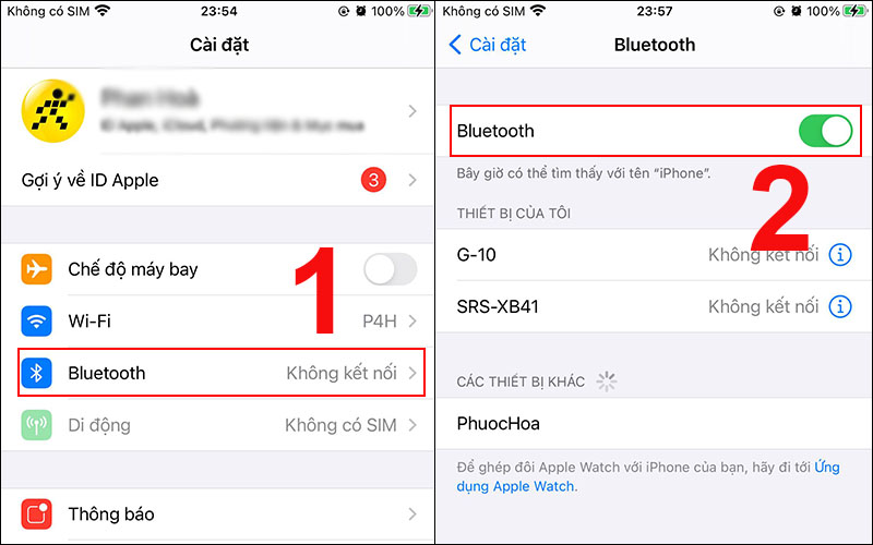 Bật Bluetooth để kết nối với loa